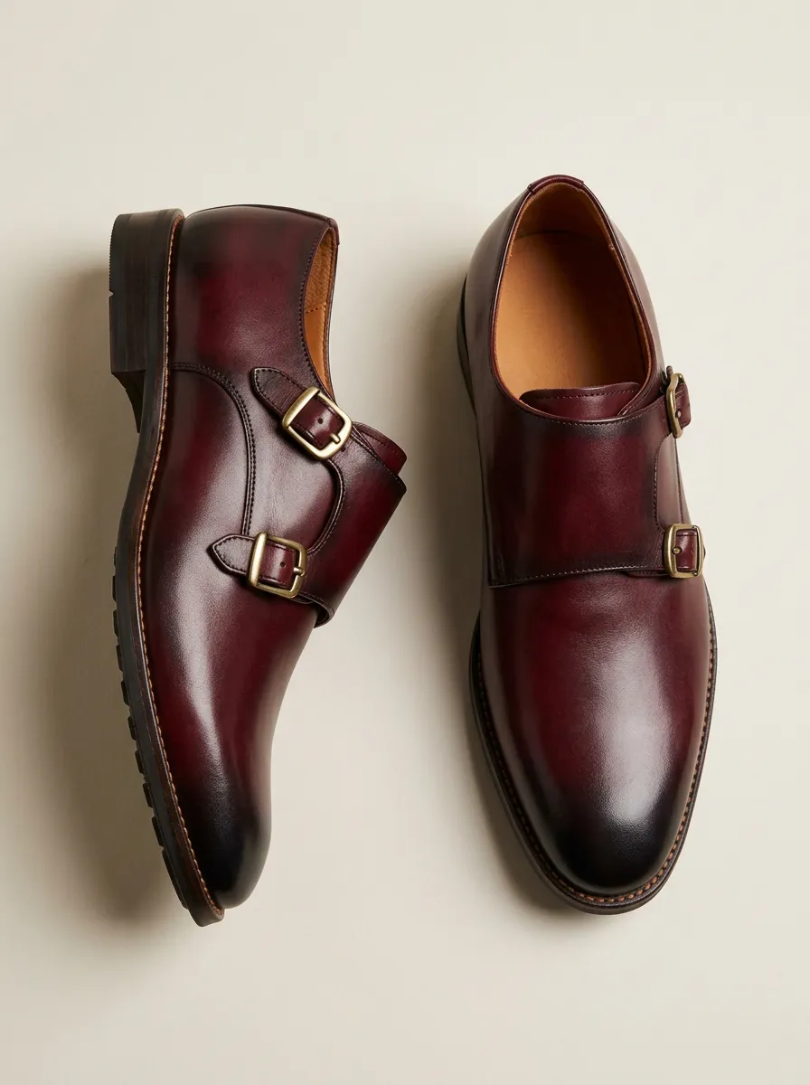 Men's Everyday Classic Double Monk Strap Leather Shoes