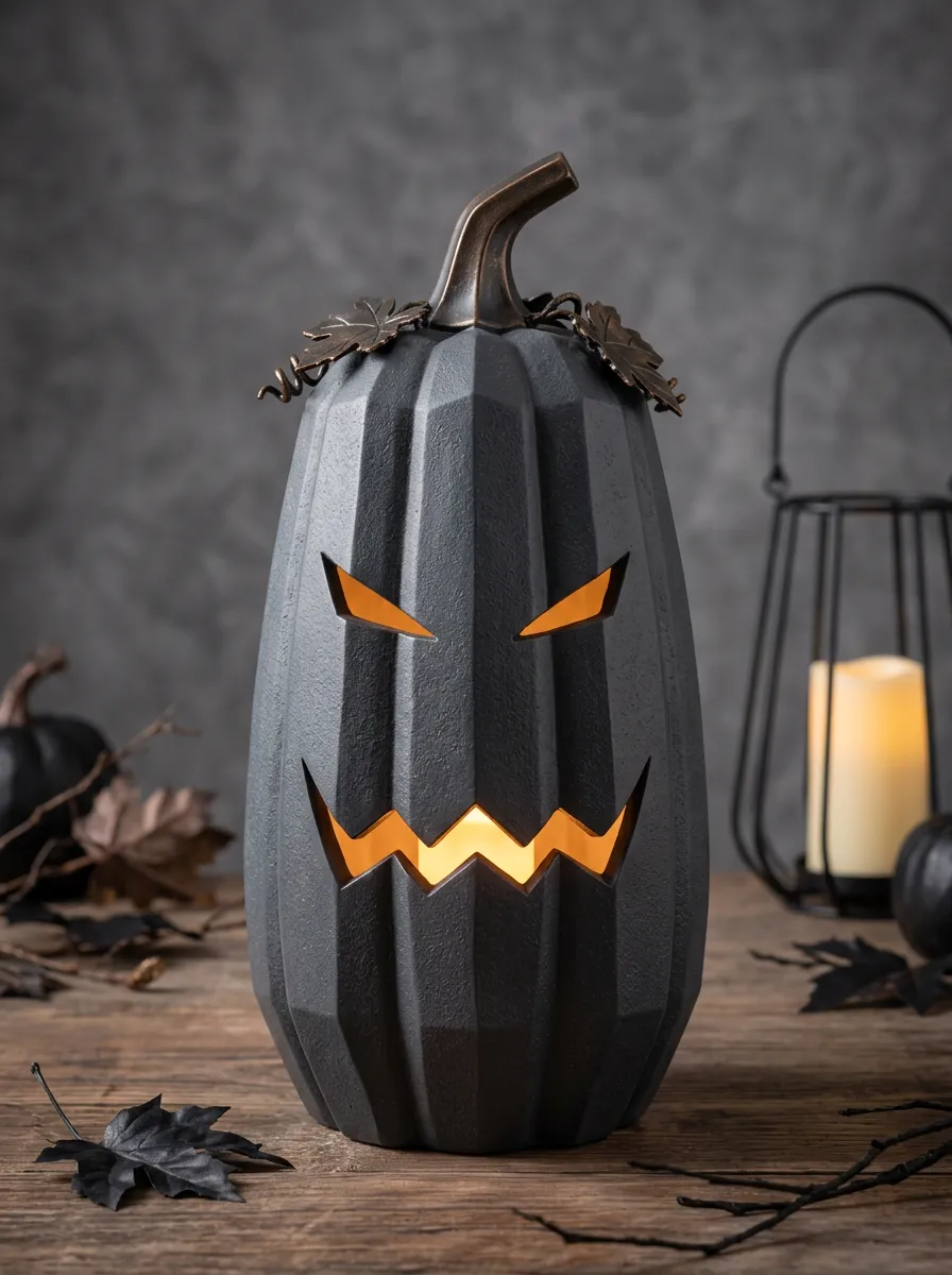 Halloween Gothic Pumpkin Faceted LED Table Ornament