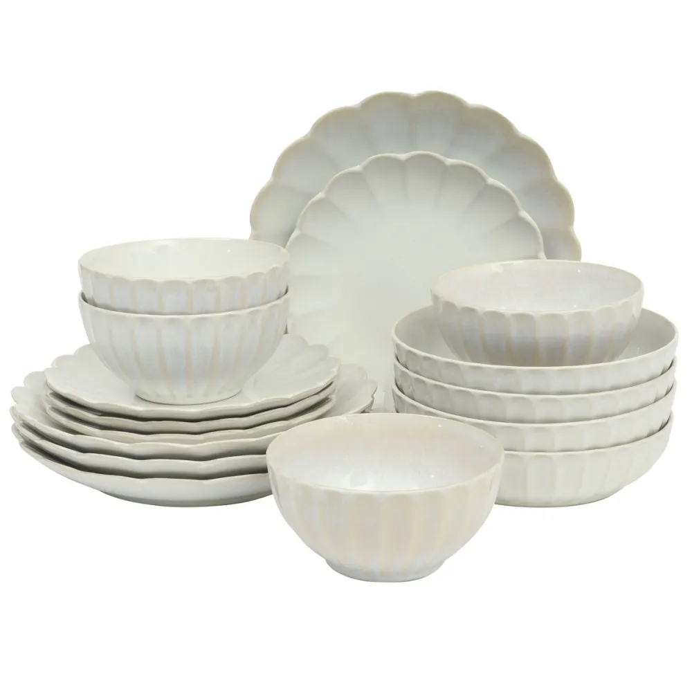 Scalloped Reactive Glaze Stoneware Dinnerware Set