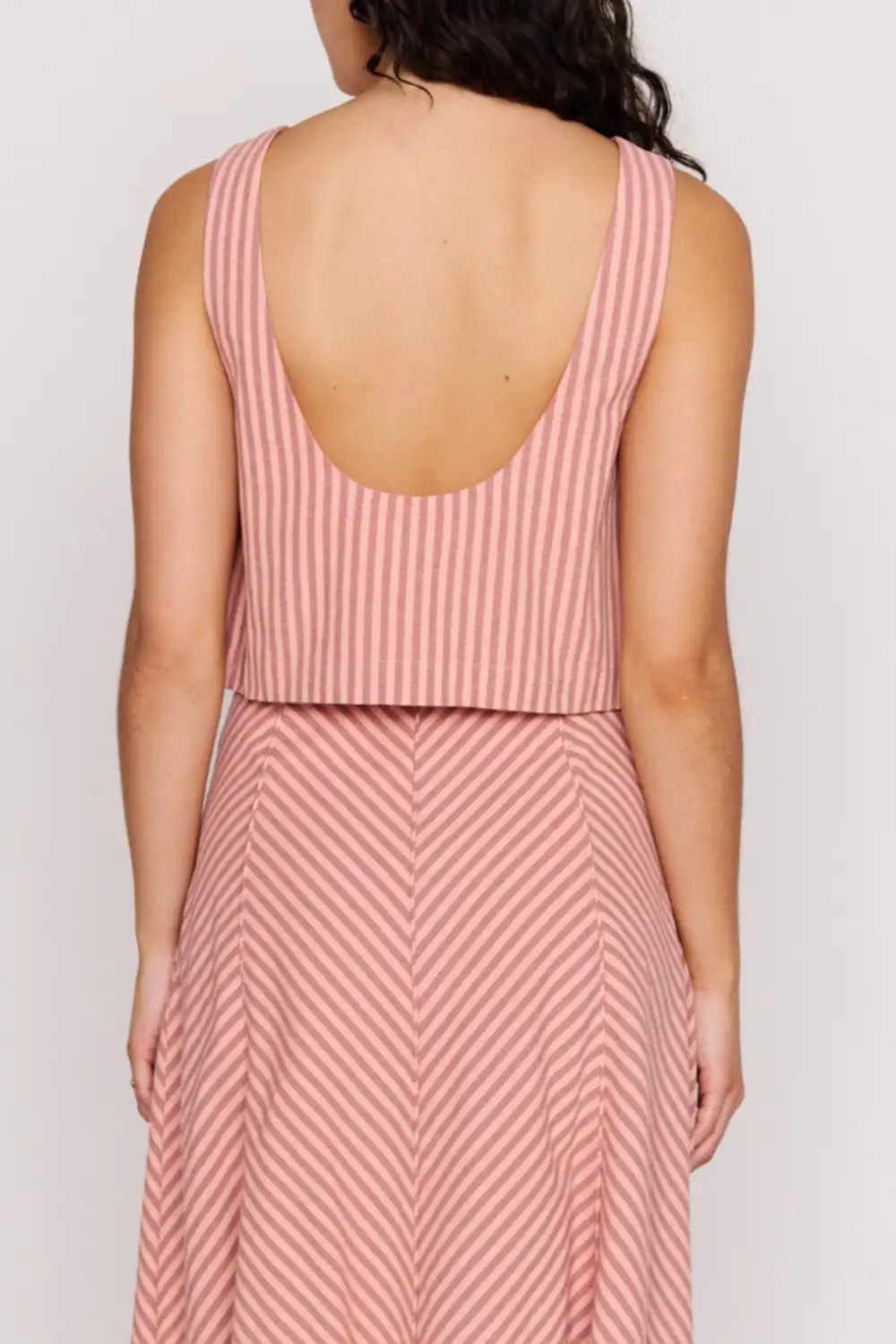 Striped Low Back Cropped Tank Top