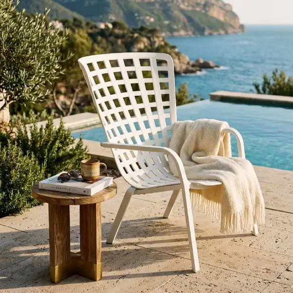 Square Perforated Reclining Outdoor Armchair
