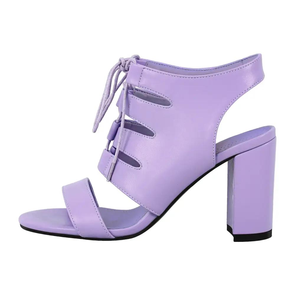 Round Toe Lace Up Chunky Heel Slingback Sandals