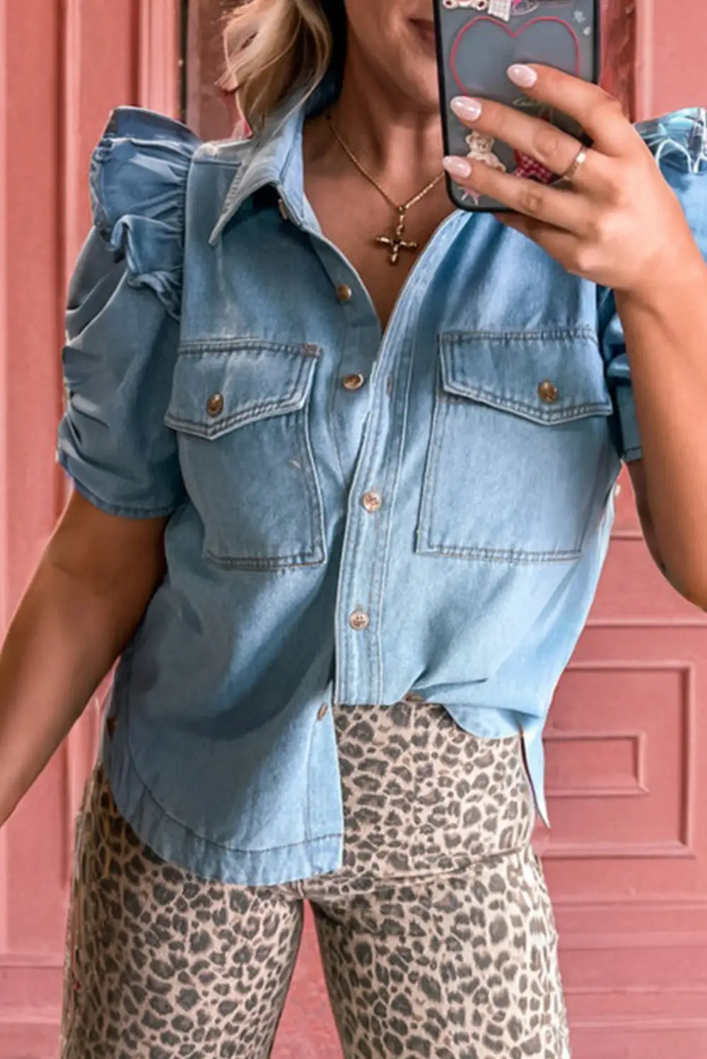 Ruffled Puff Sleeve Shirt Blouse