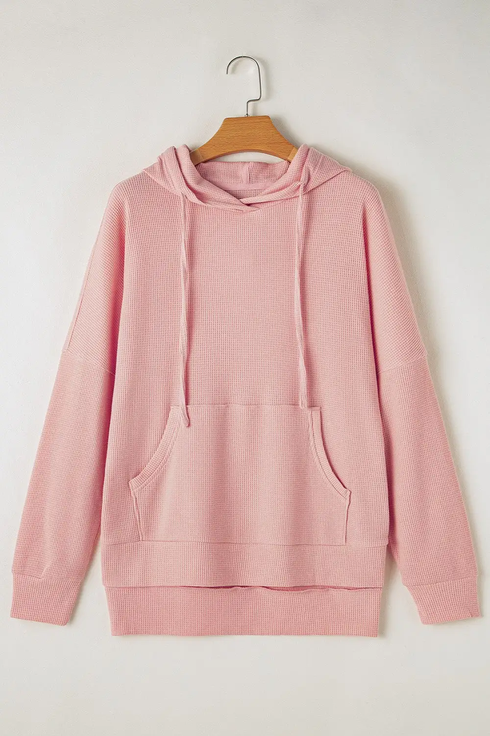 Long-Sleeve Waffle-Textured Knit Hoodie