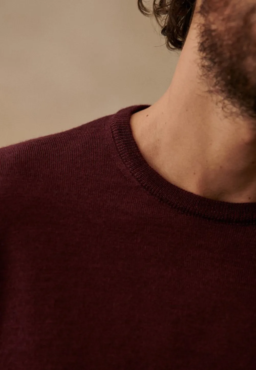Burgundy Classic Crew Neck Knit Sweater