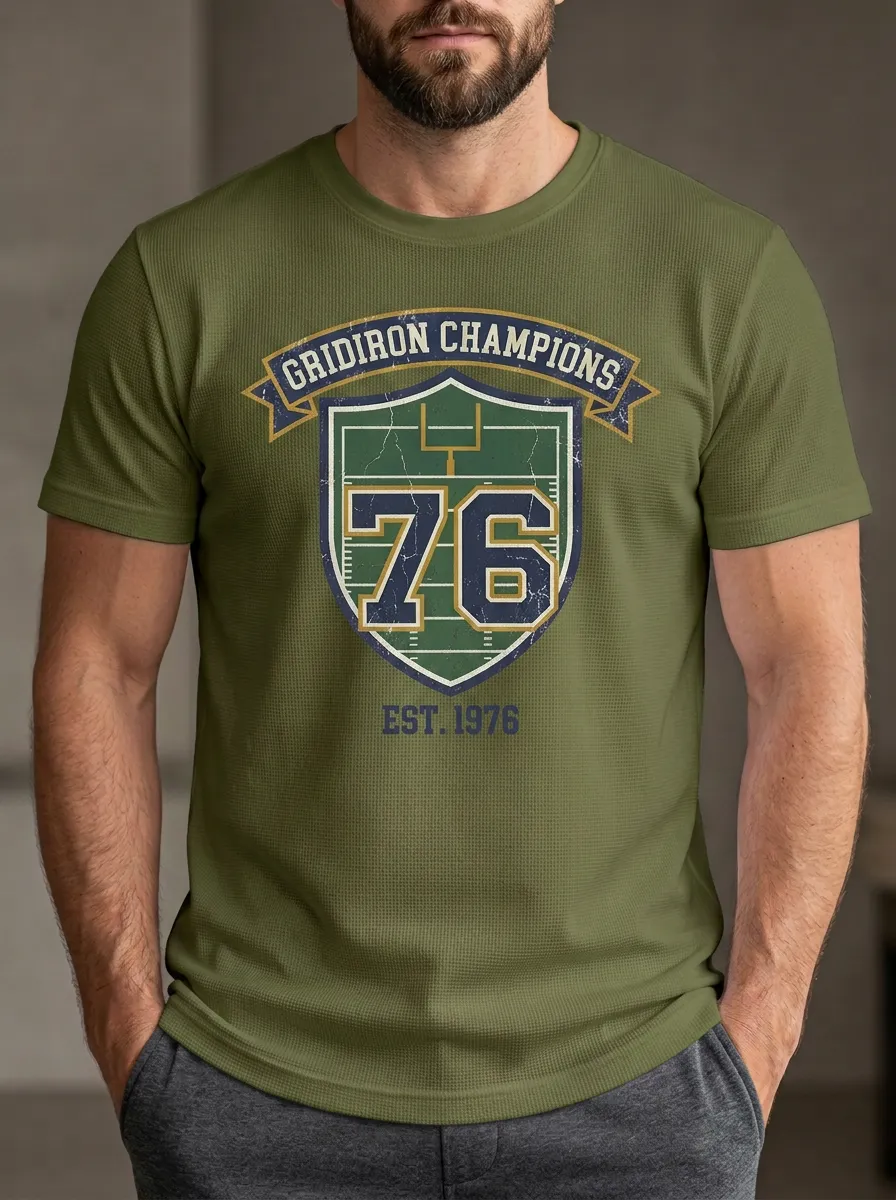 Men's Dynamic Football Gridiron Ball Crew Neck Graphic T-Shirt