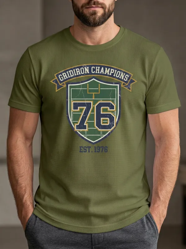 Men's Dynamic Football Gridiron Ball Crew Neck Graphic T-Shirt