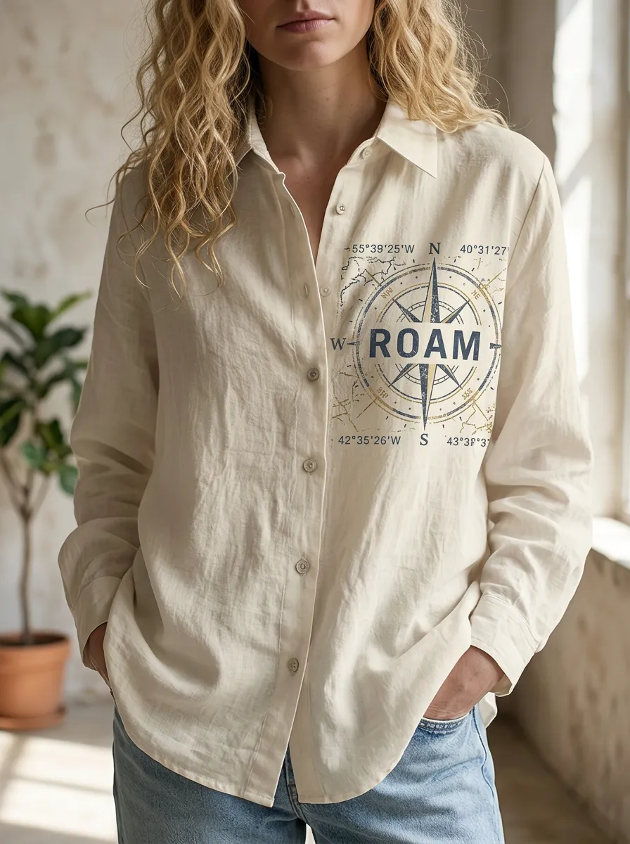 Travel Lover Compass Casual Shirt Modern