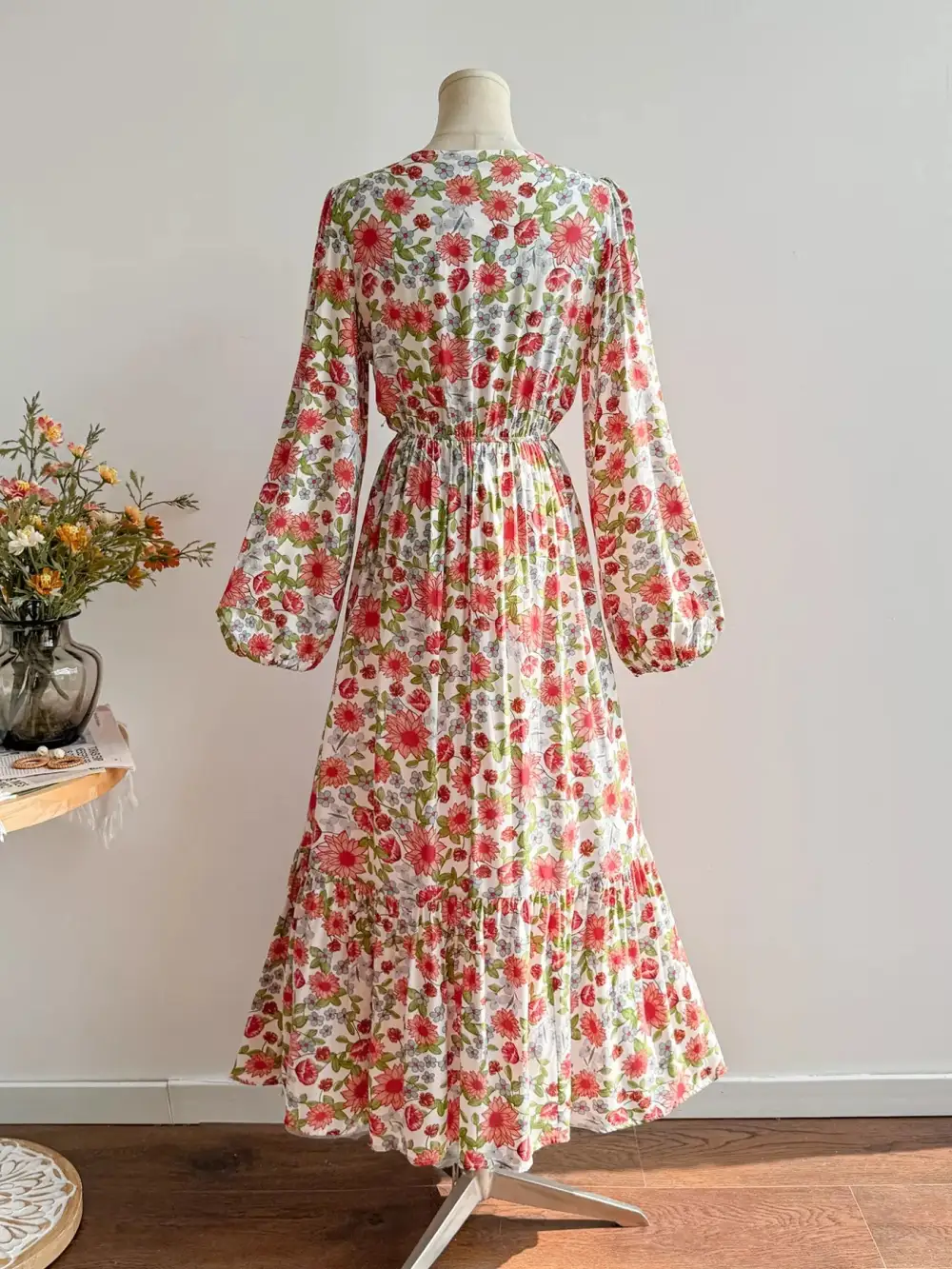 V-Neck Bohemian Midi Dress