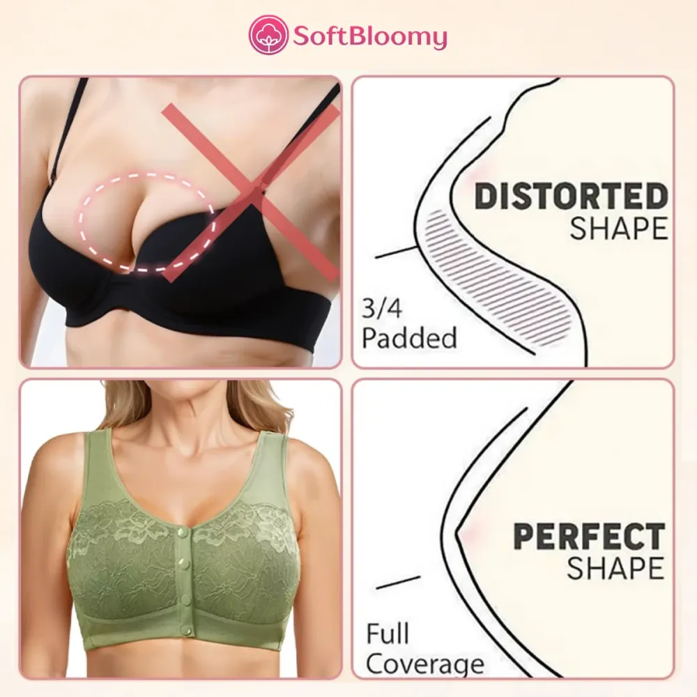 Easy-On Front Closure Cotton Comfort Shaping Bra for Seniors