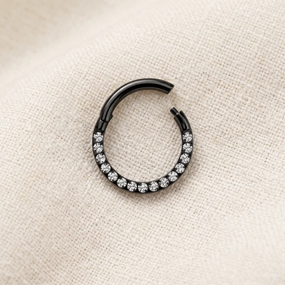 Elegant Titanium Hinged Hoop Ring