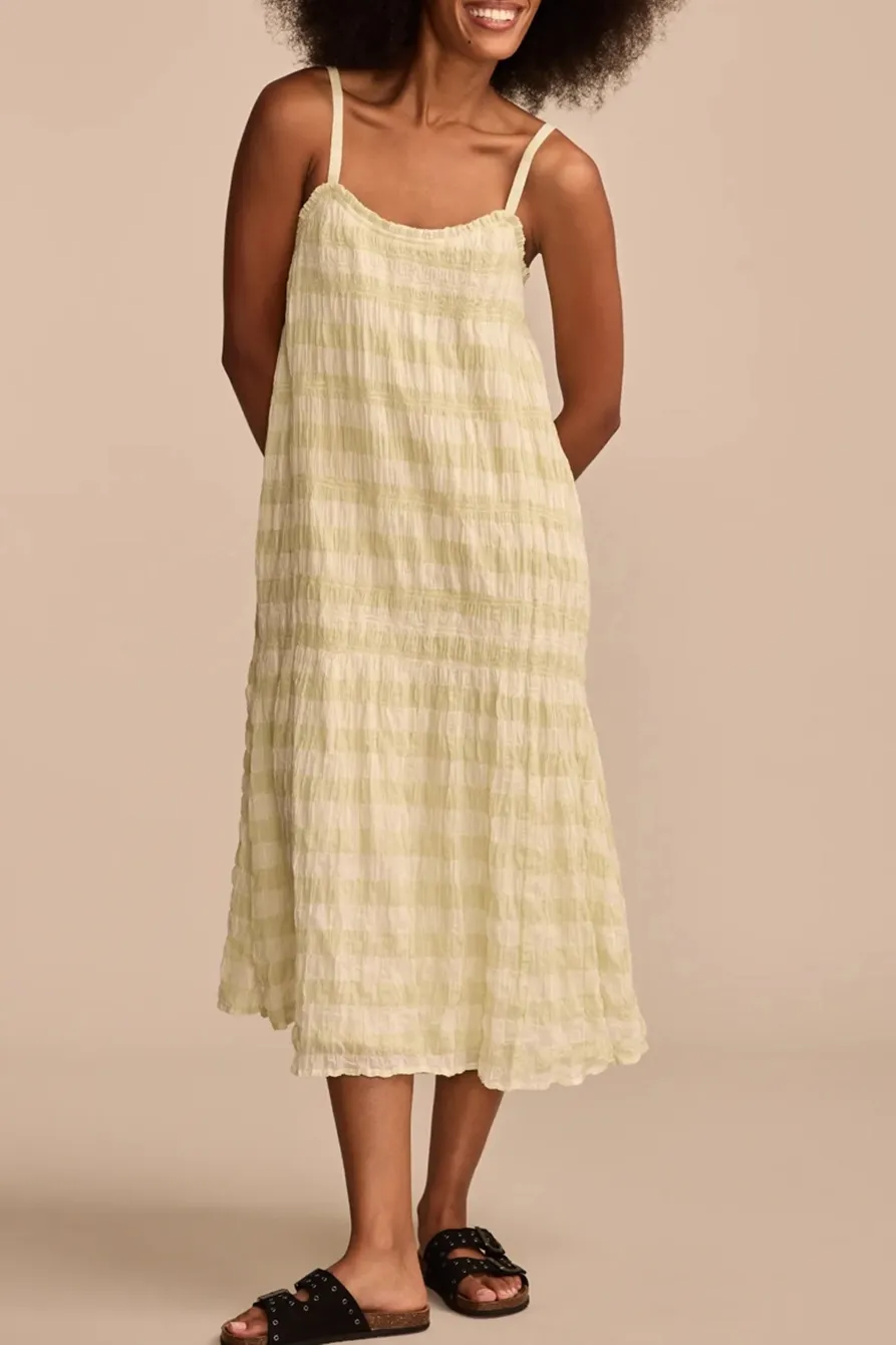 Smocked Gingham Midi Dress