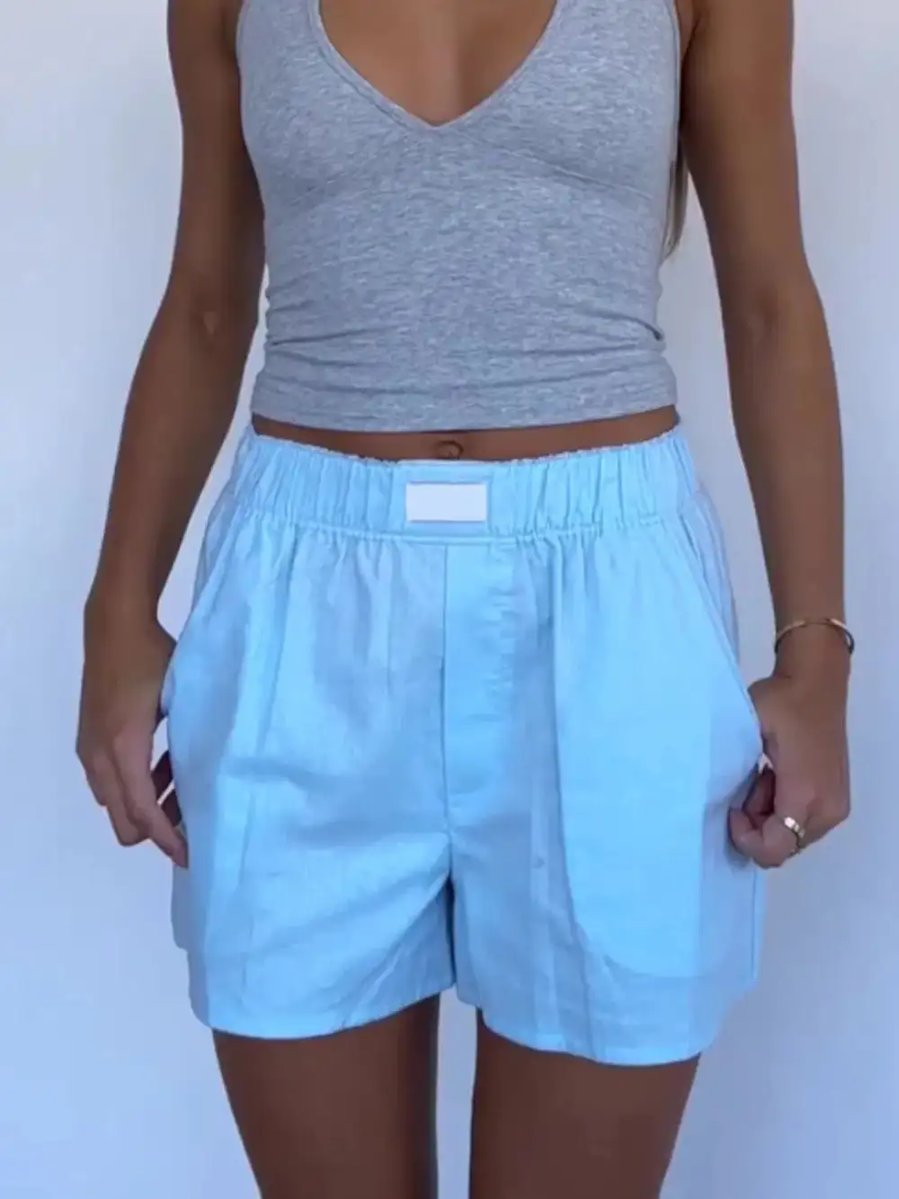 Casual Simple Elastic Waist Shorts