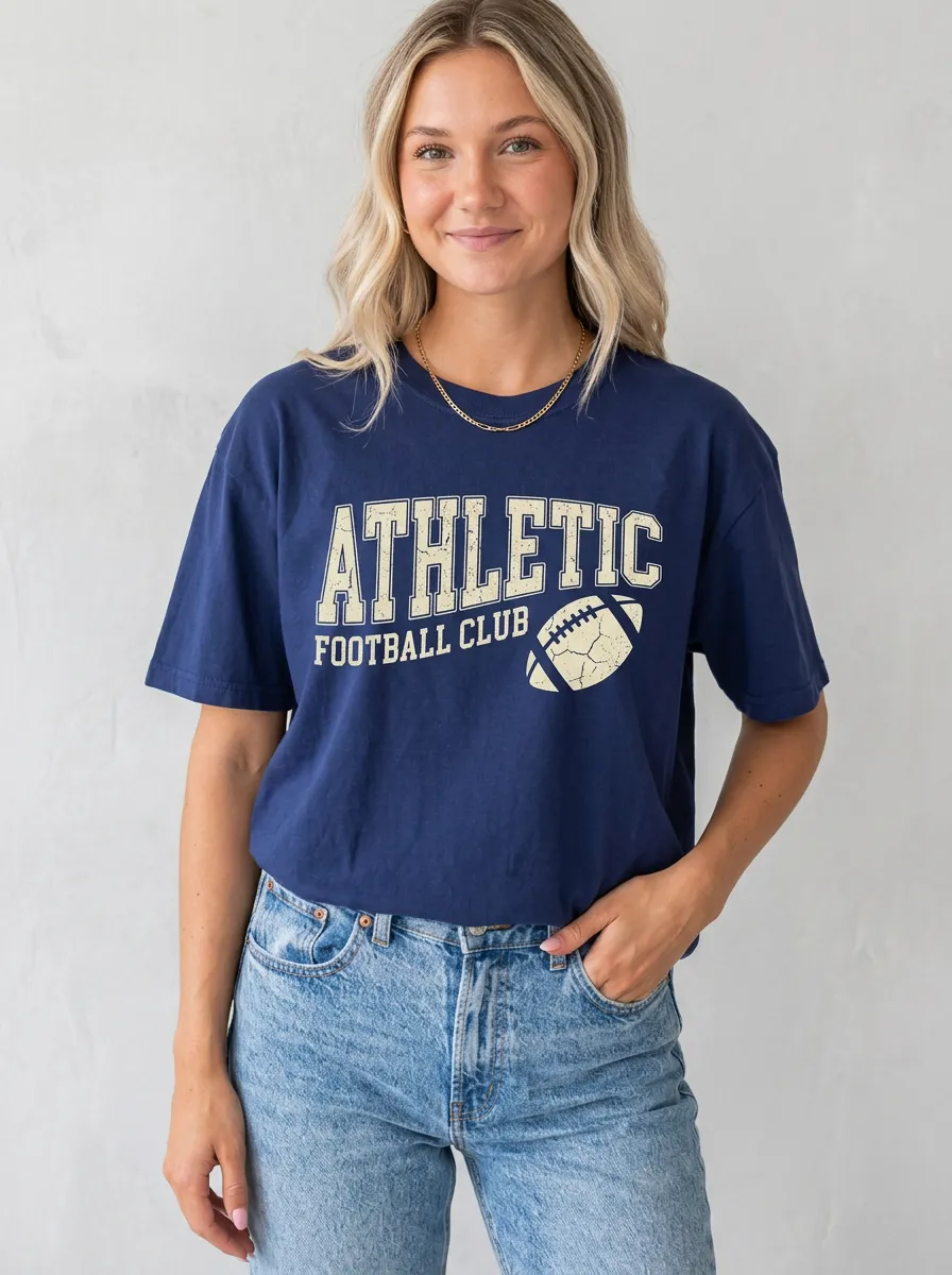 Women's Athletic Football Club American Football Printed T-shirt