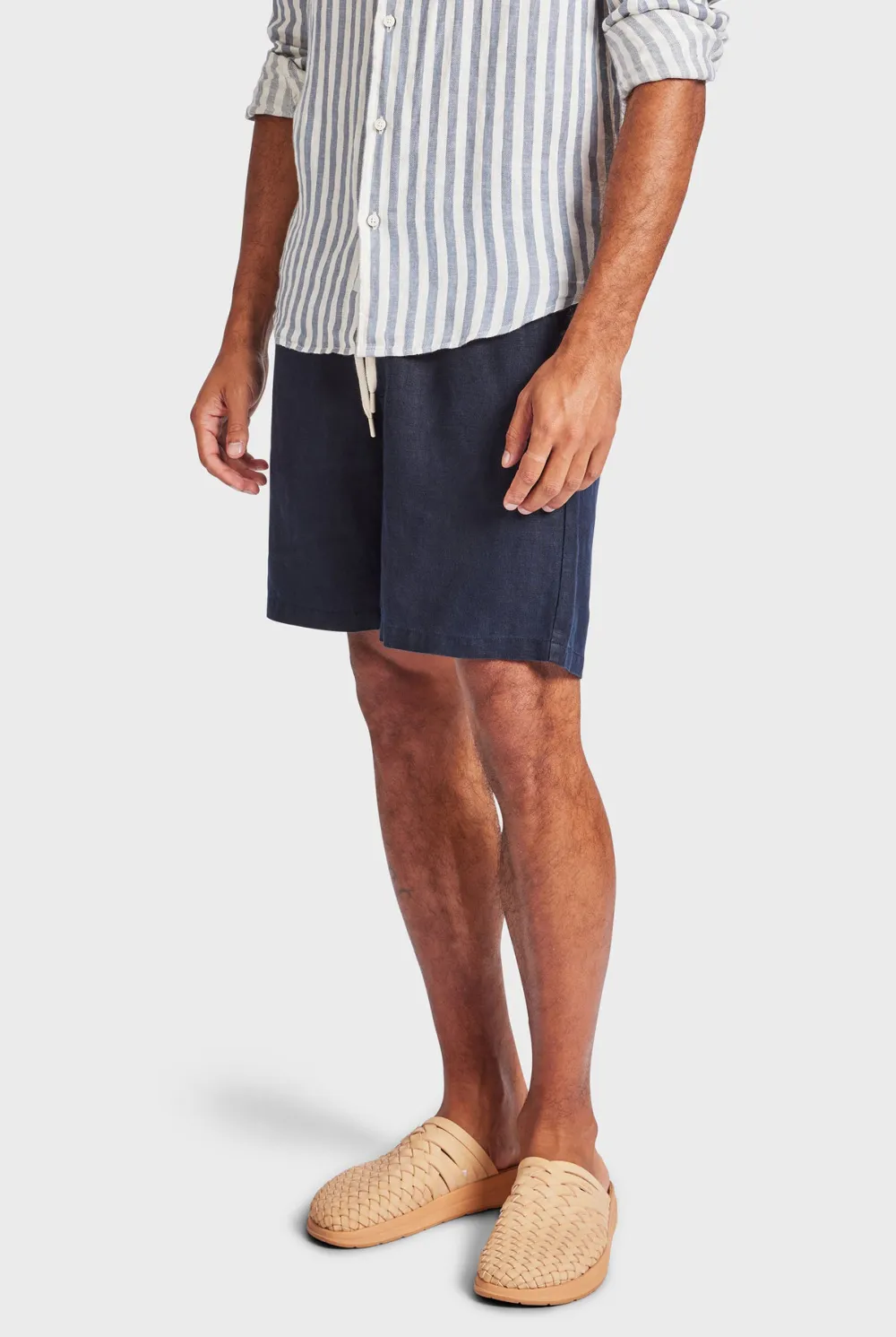 Minimalist Solid Linen Blend Casual Everyday Shorts