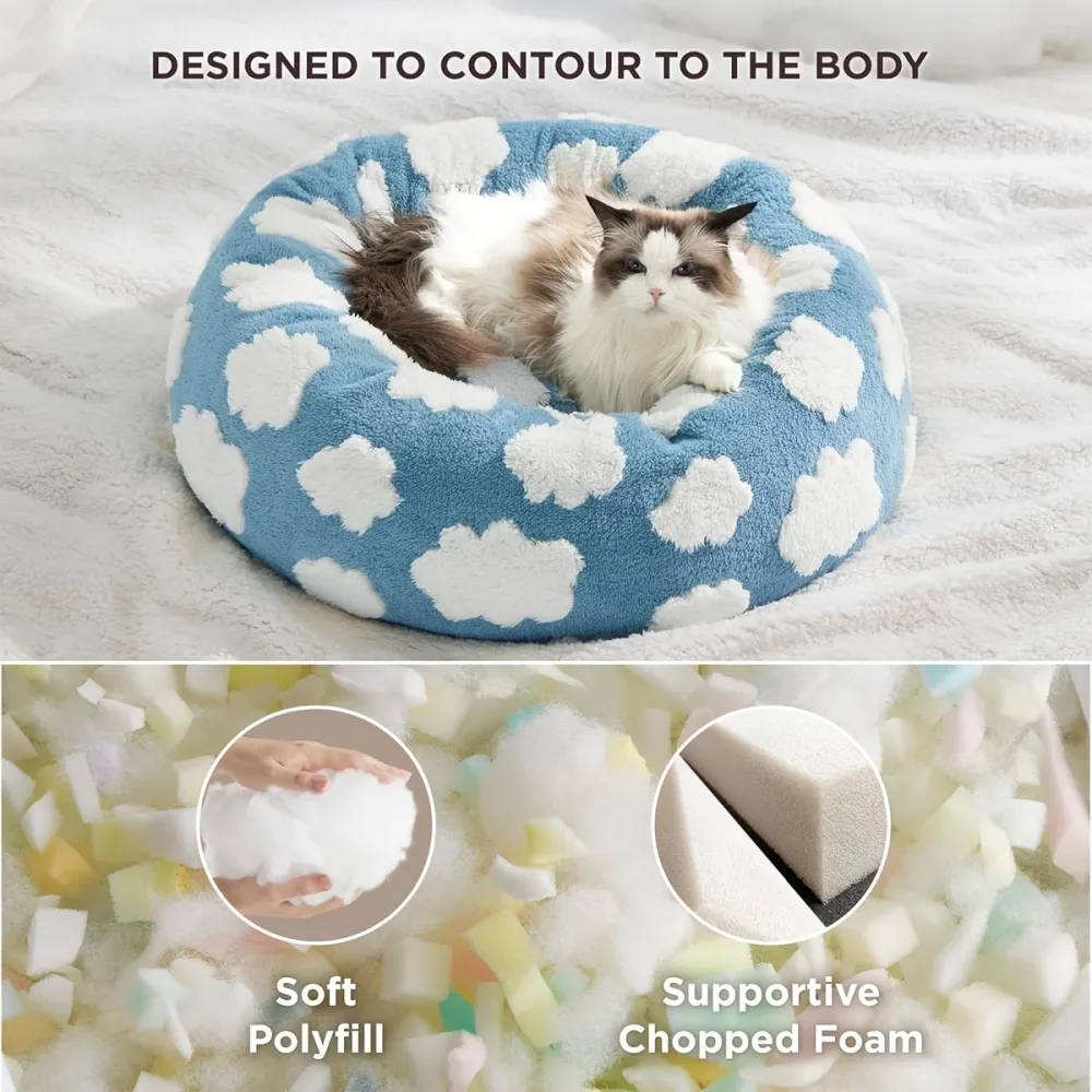 Cloud Print Round Pet Bed