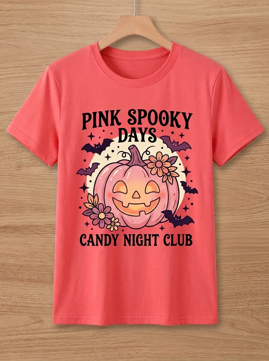 Pumpkin Floral Halloween Graphic T-Shirt