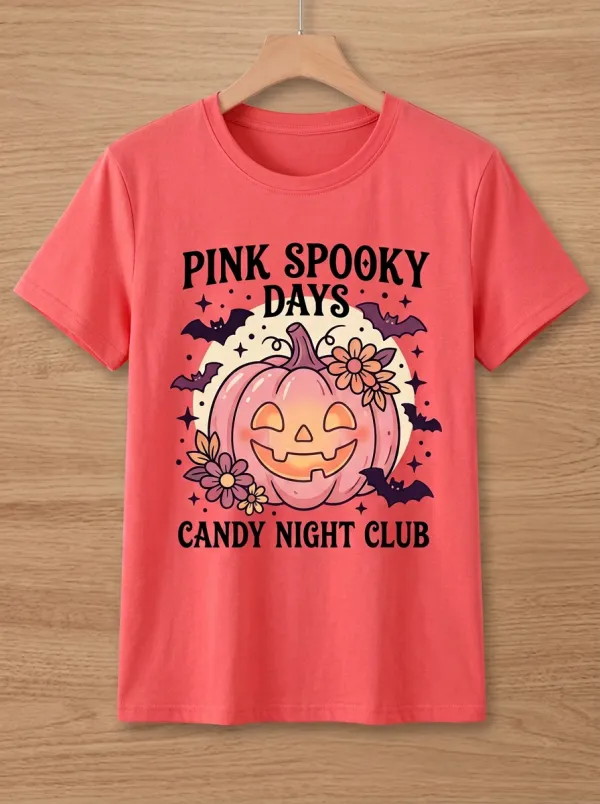 Pumpkin Floral Halloween Graphic T-Shirt