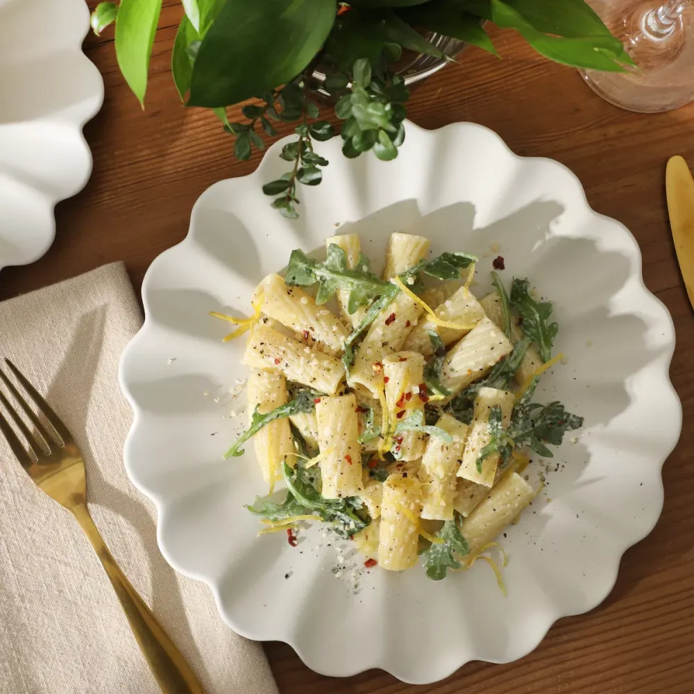 12-Piece Scalloped Stoneware Dinnerware Set