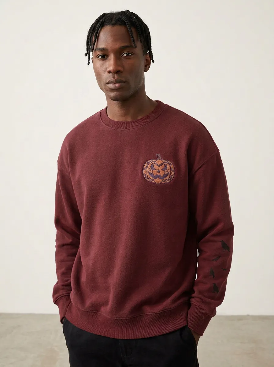 Men's Halloween Pumpkin Crow Sweatshirt
