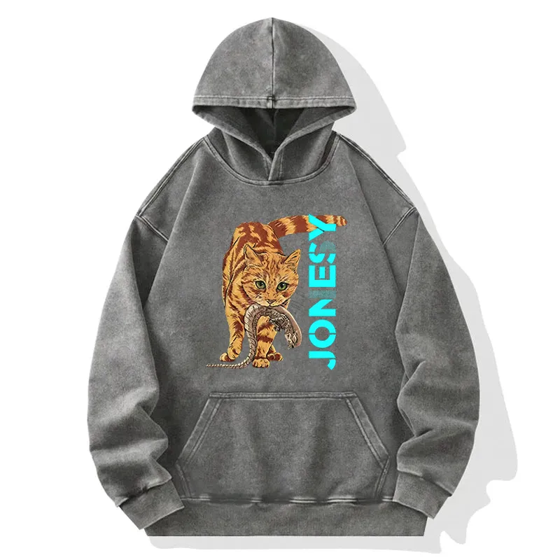 Cat Cames In Silence Washed Hoodie