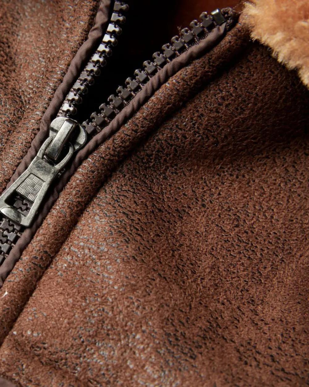 Mixed Texture Shearling Collar Jacket