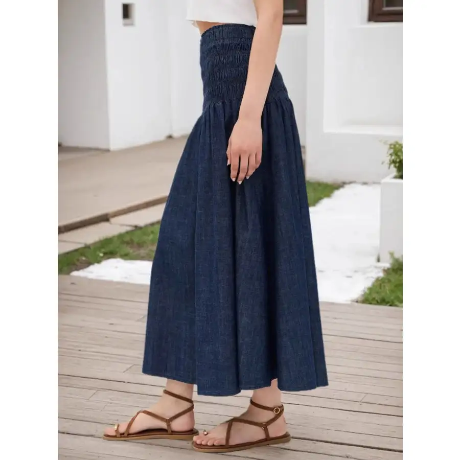Everyday Elastic Waist Midi Skirt