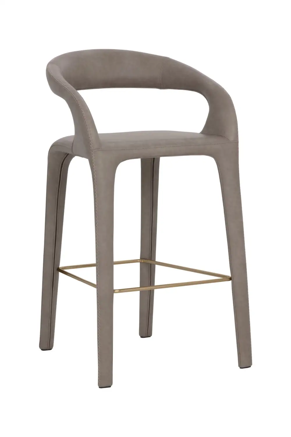 Open-Back Leather Bar Stool