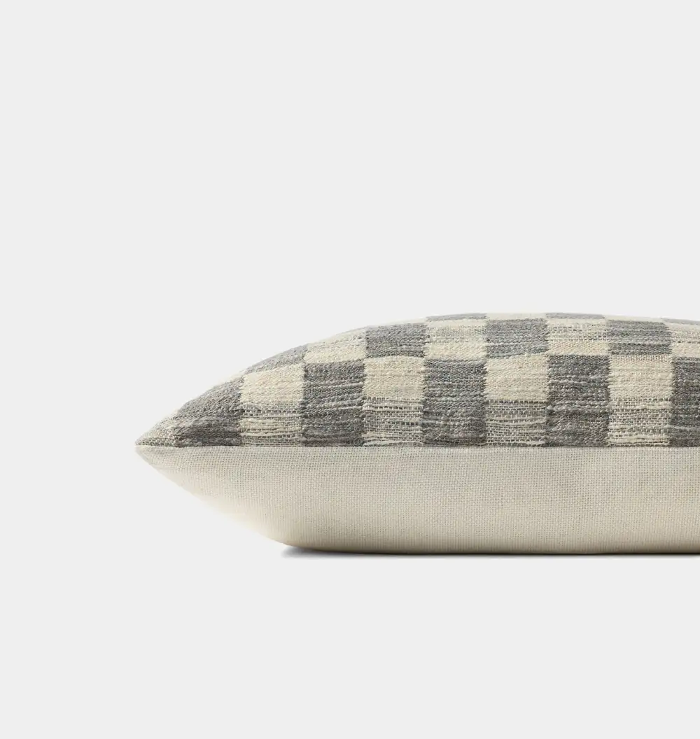 Charcoal and Ivory Lumbar Sofa Throw Pillow