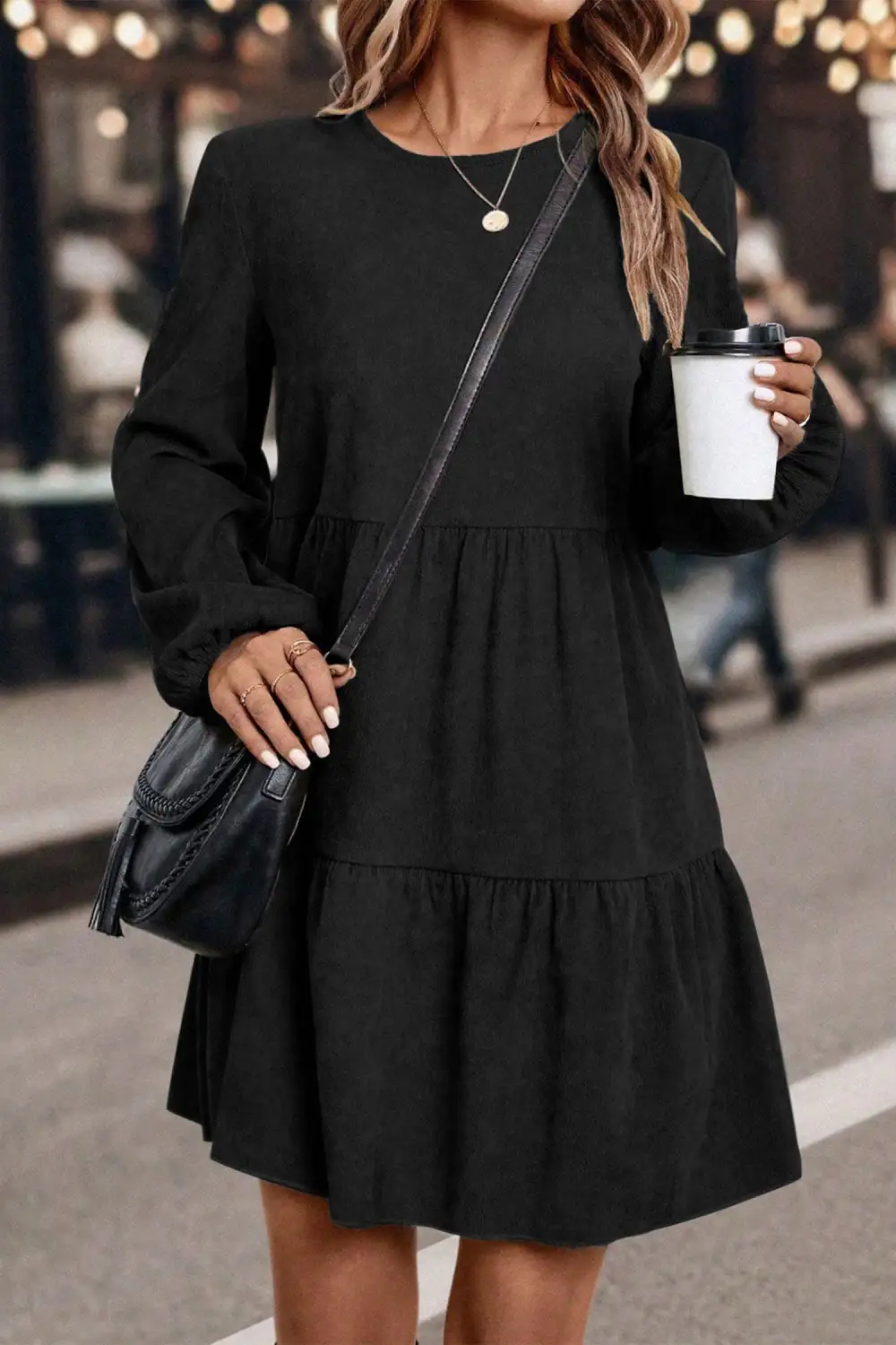 Versatile Tiered Tie Detail Mini Dress