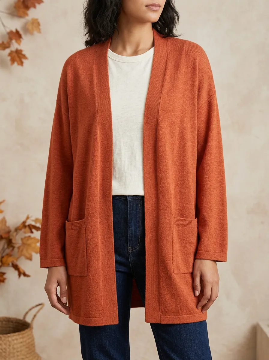 Maple-Leaf Printed Leaf-Motif Knit Cardigan