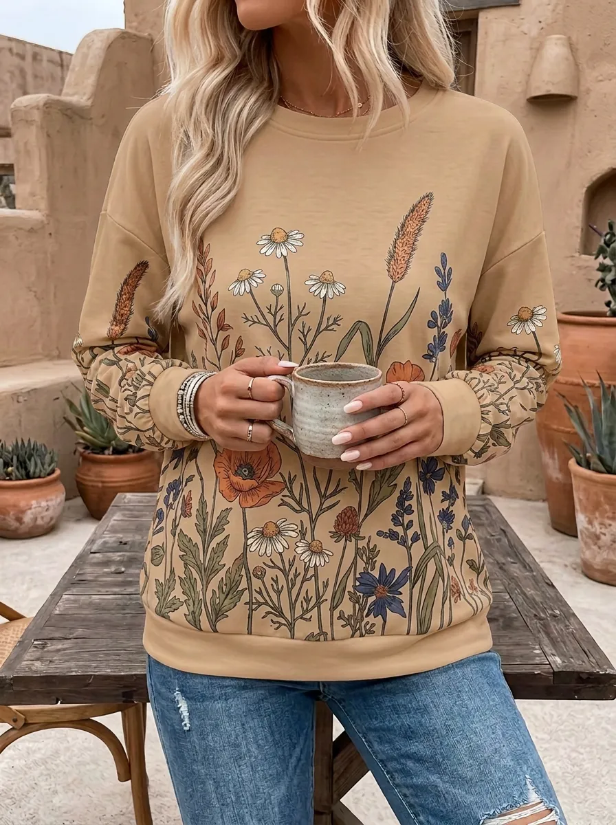 Boho Wildflower Botanical Sweatshirt
