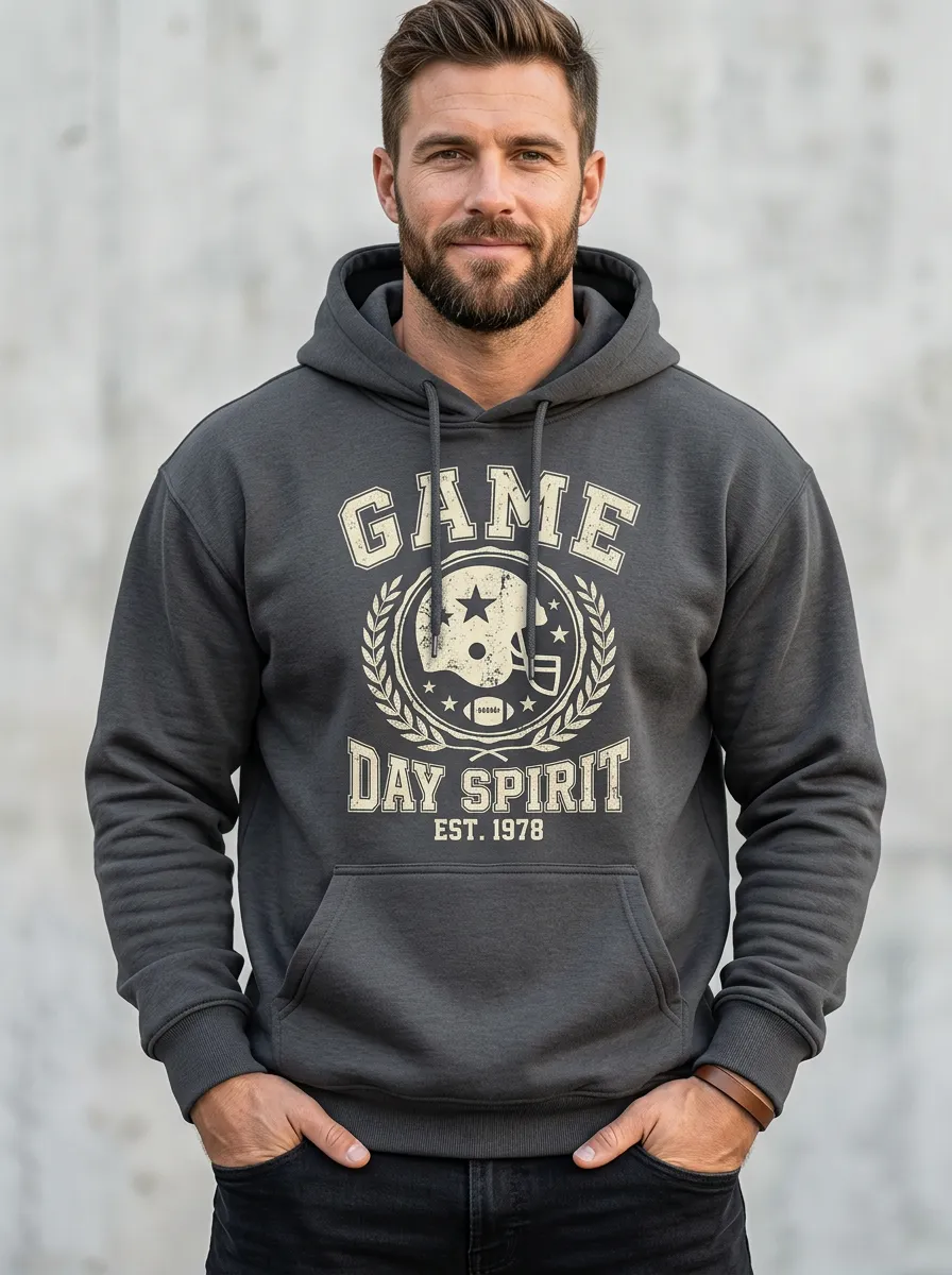 Men's Football Lover Game Day Spirit Helmet Graphic Hoodie