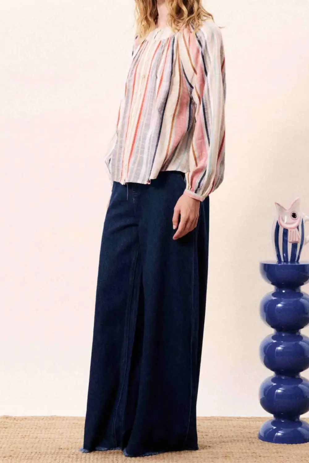 Striped Button Front Oversized Shirt