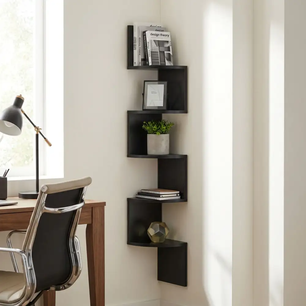 Display Ready Contemporary Wall Mounted Corner Shelf