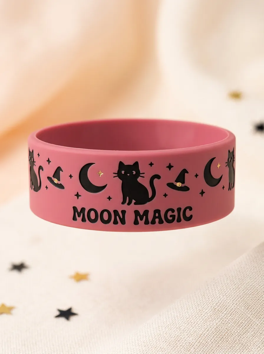 Cat Moon Magic Halloween Graphic Wristband