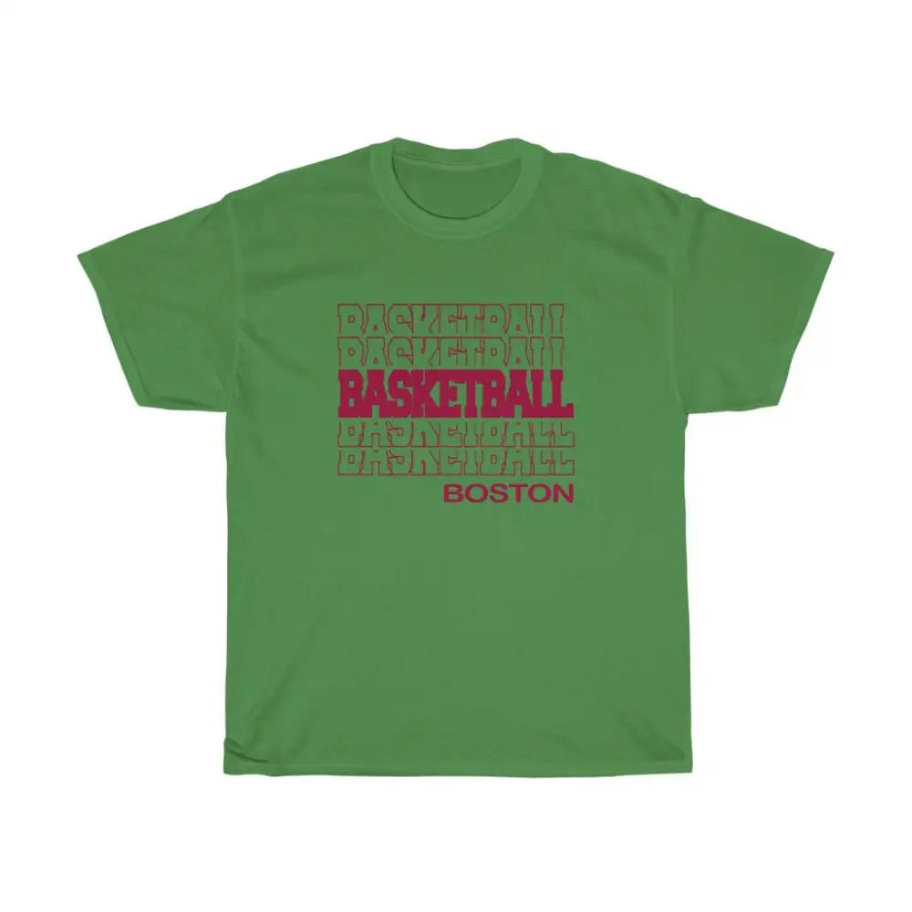 Basketball Boston in Modern Stacked Lettering (Red)