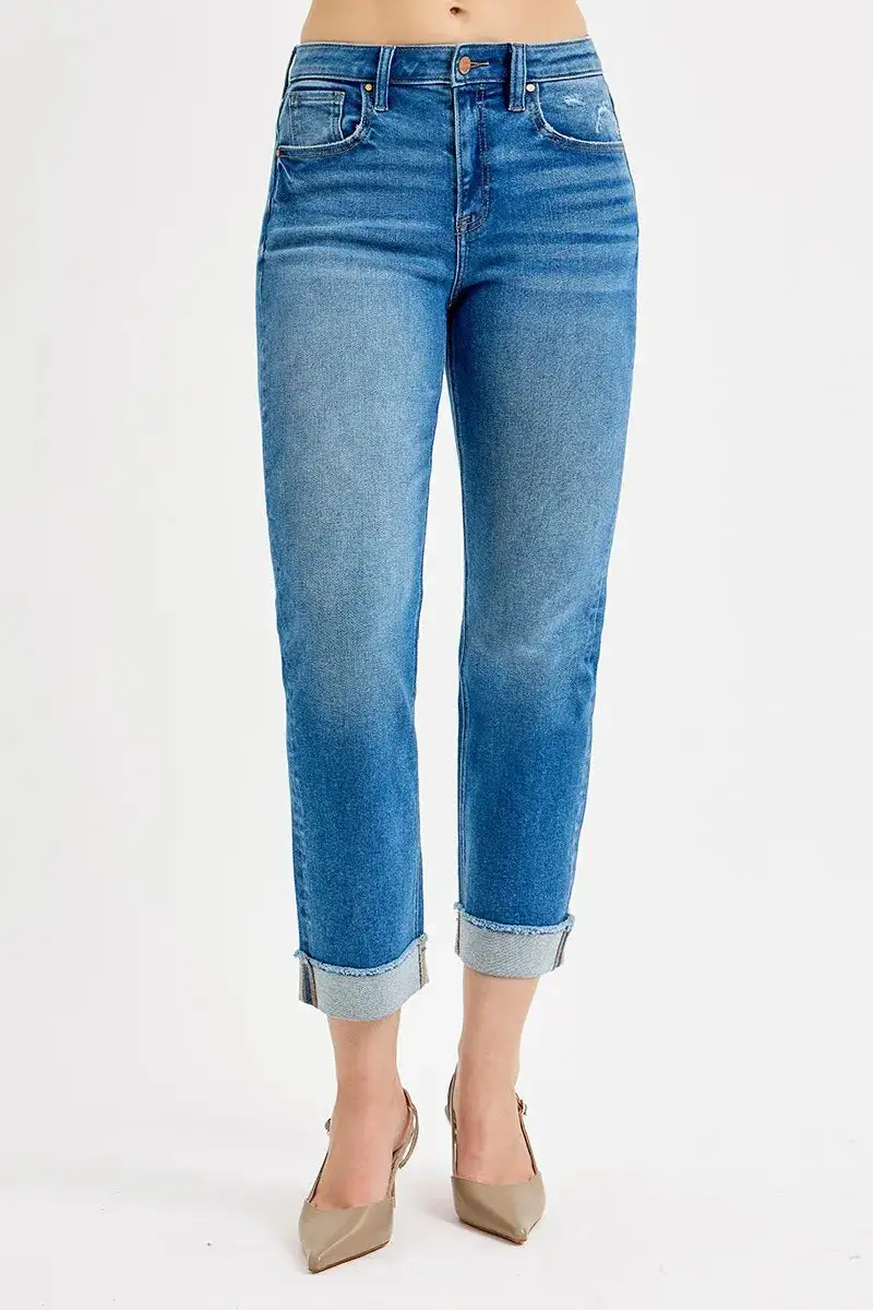 Full Size High Rise Boyfriend Fit Ankle Jeans Plus Size