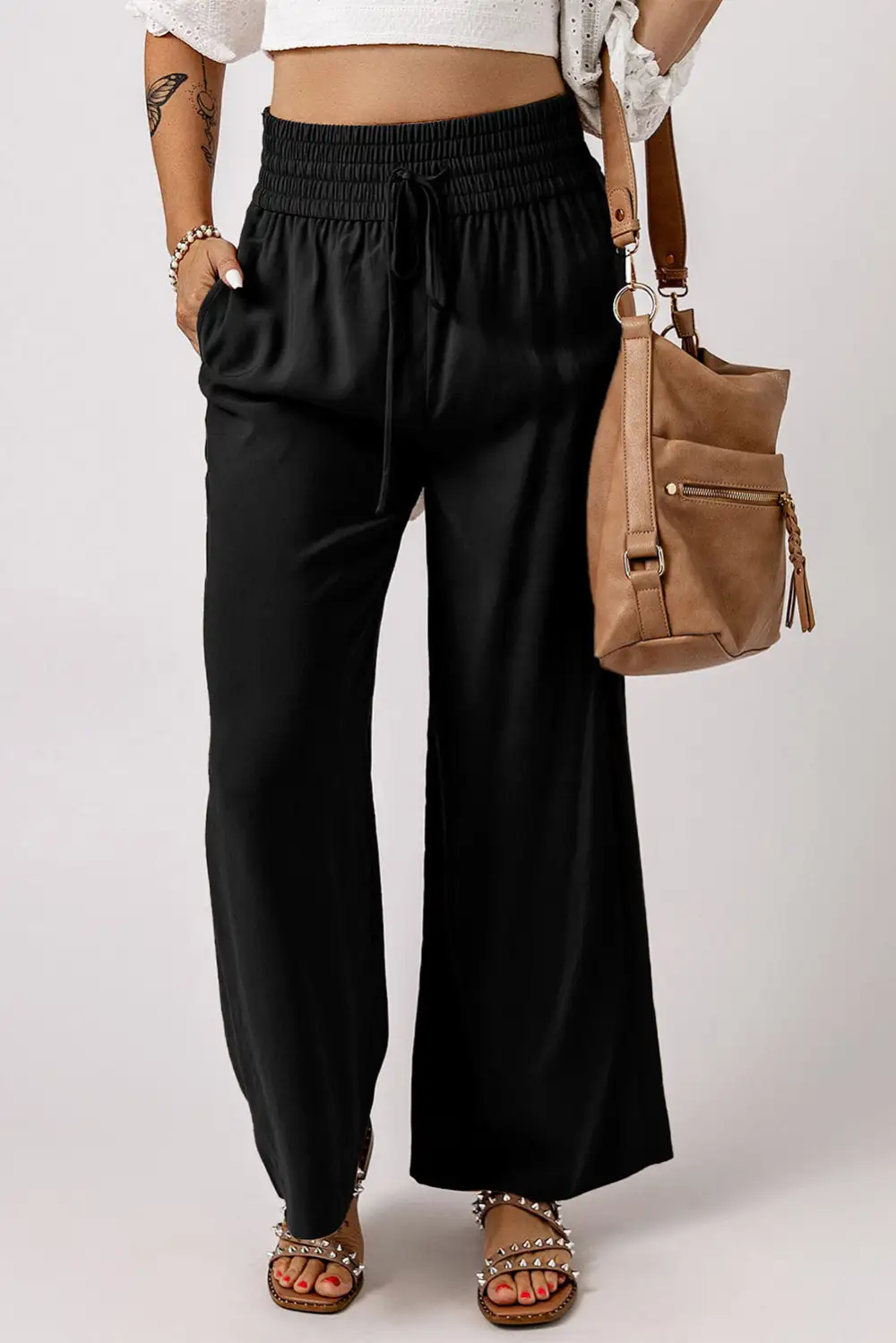 Smocked High Waist Pants