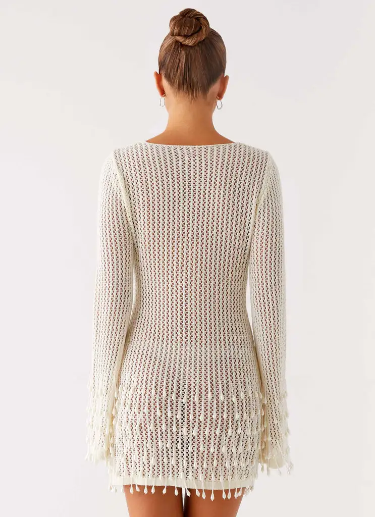 Winona  Cutout Fringe Crochet Mini Dress
