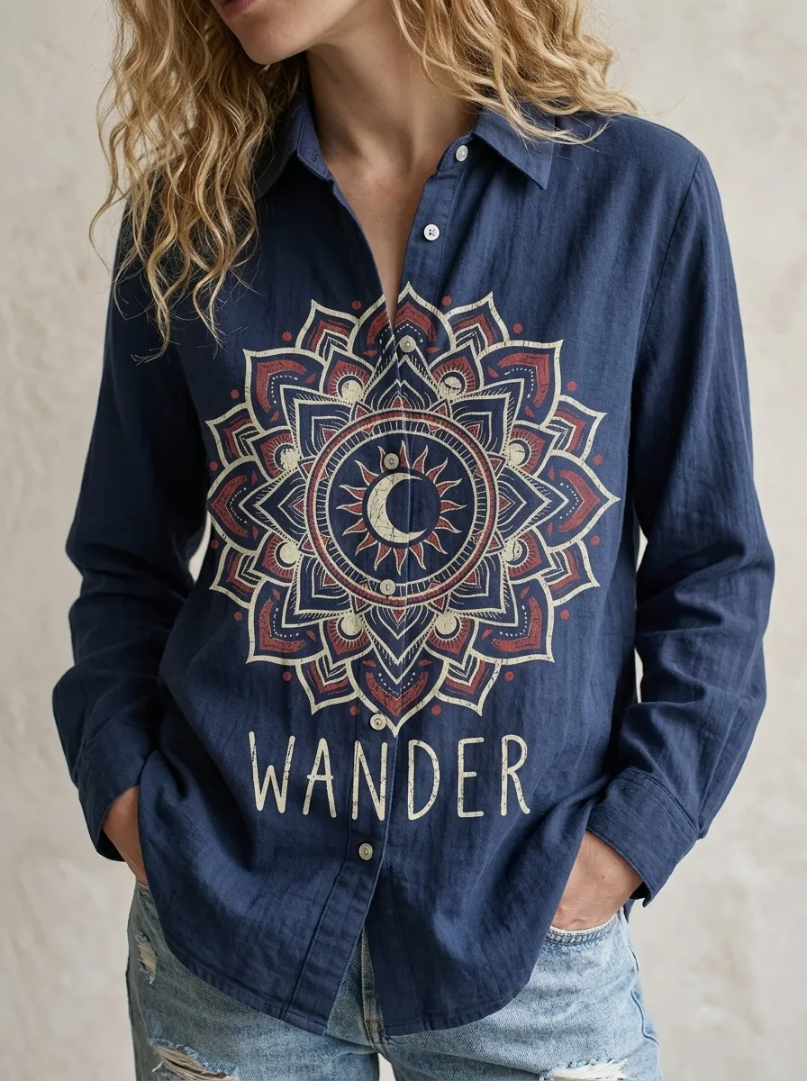 Boho Wander Moon Casual Shirt