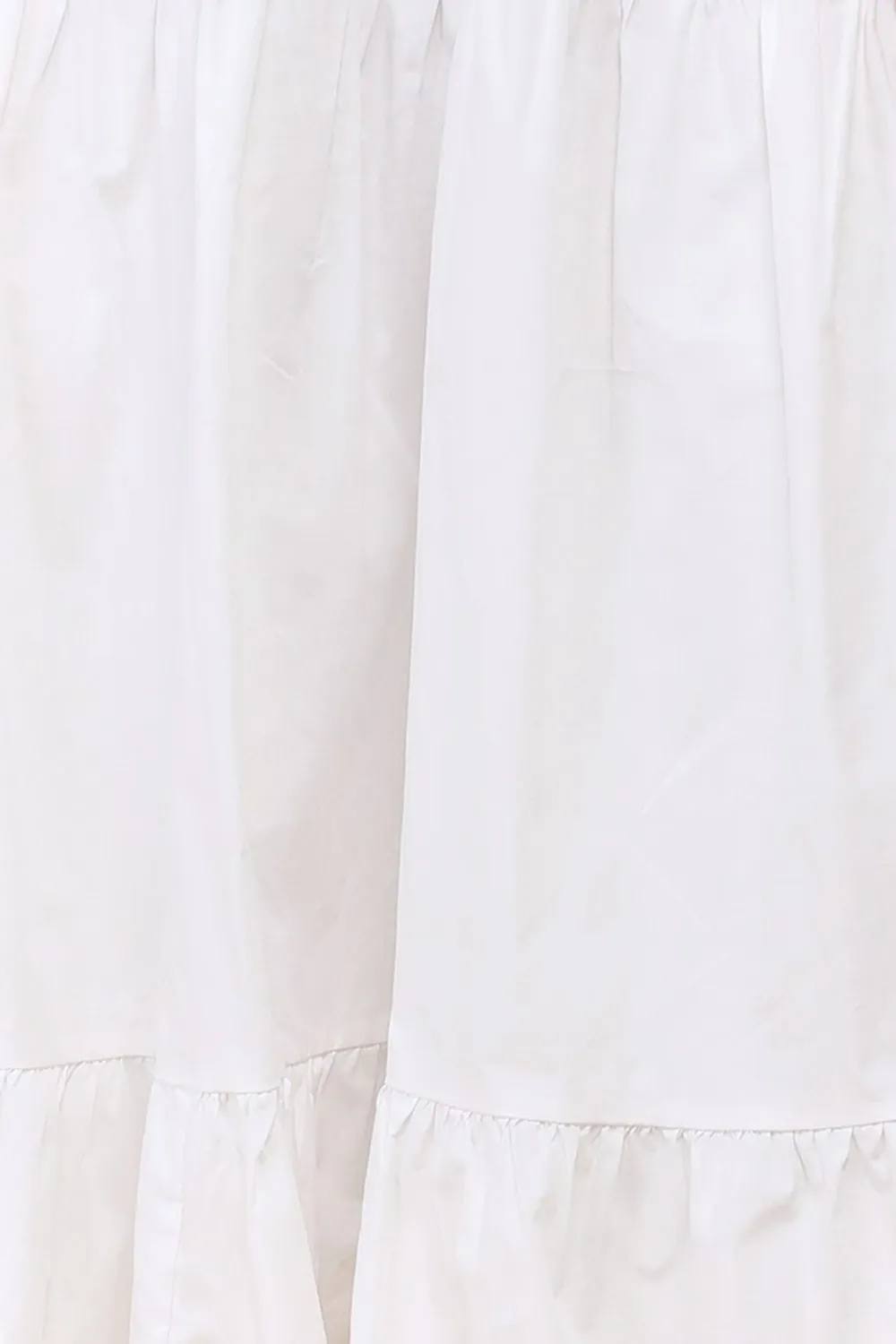 Casual Style White Cotton Tiered Midi Skirt