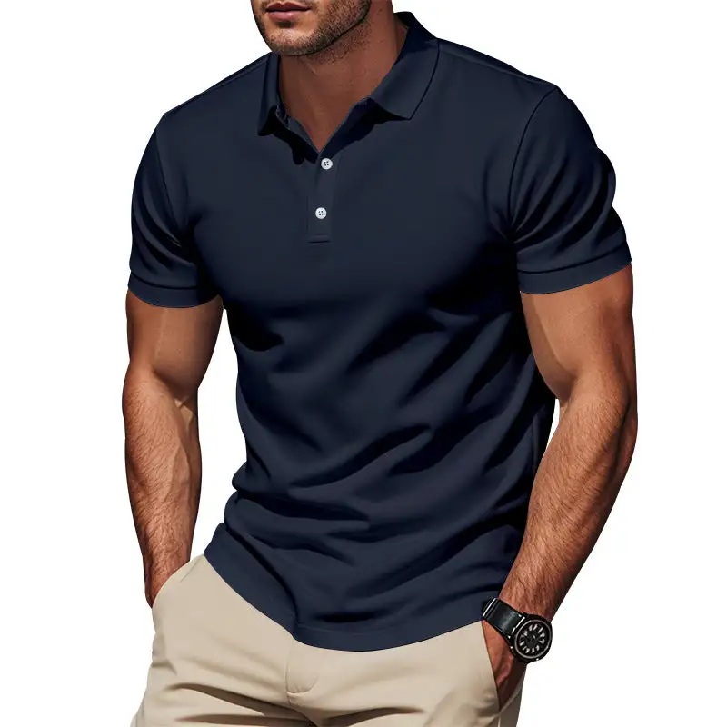 Pique Button Placket Short Sleeve Polo Shirt