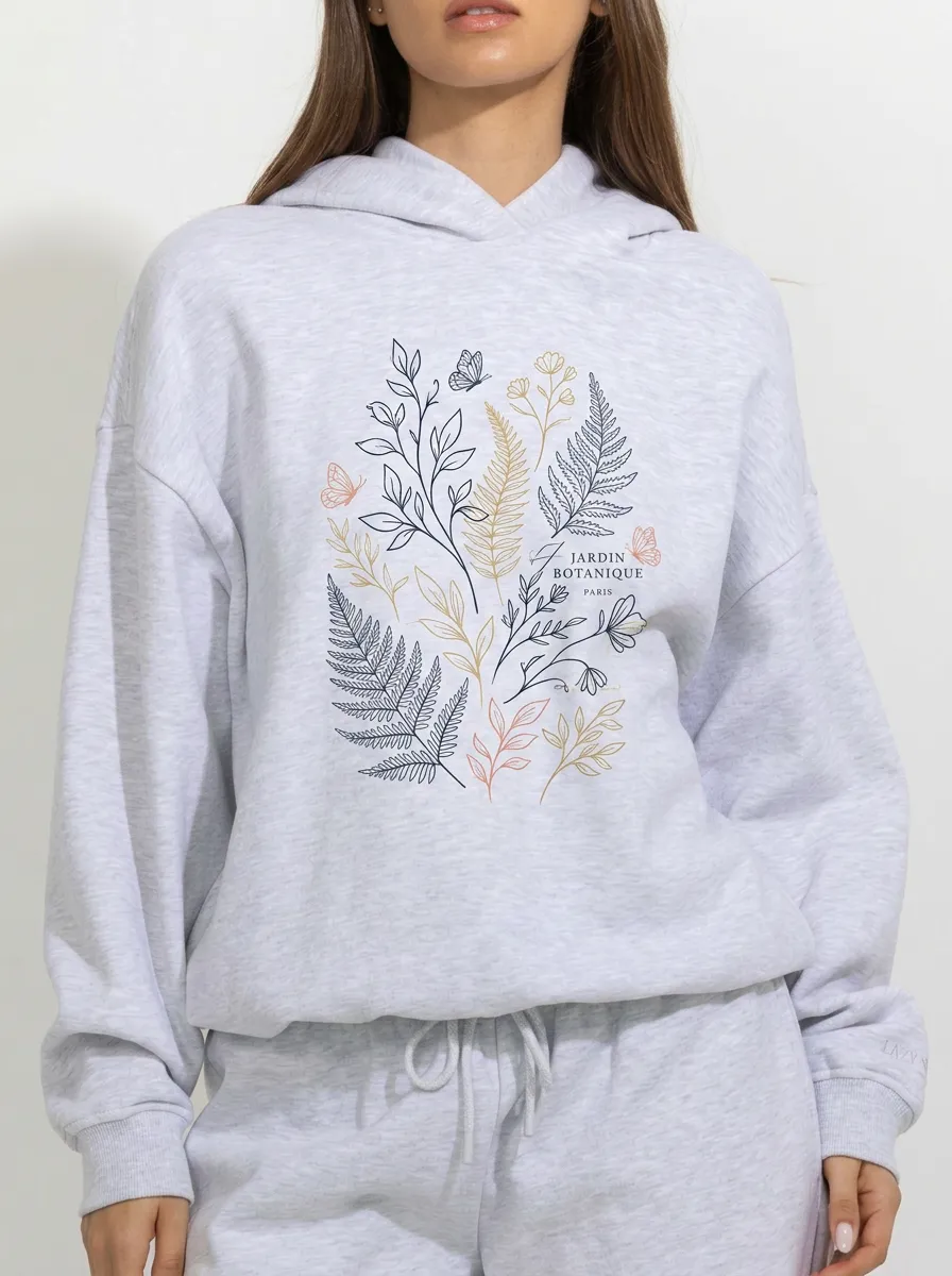 Women's Botanical Garden Butterfly Floral Printed Hoodie