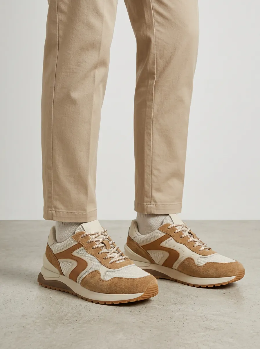 Men's Casual Minimalist Suede Mesh Print Sneakers