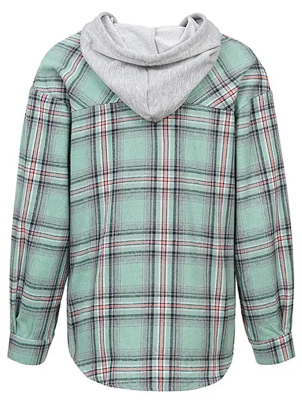 Button-Down Hooded Collared Cotton Jacket