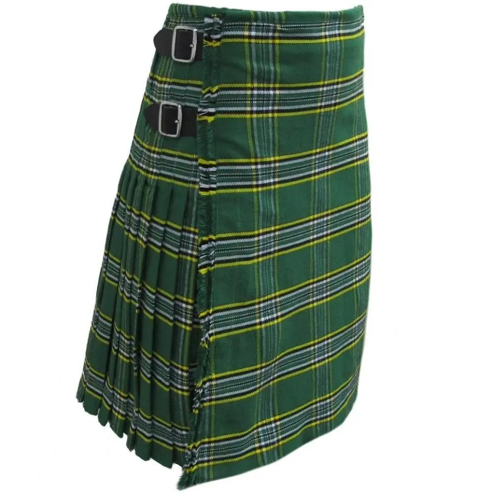 Green Plaid Side-Buttoned Mini Skirt