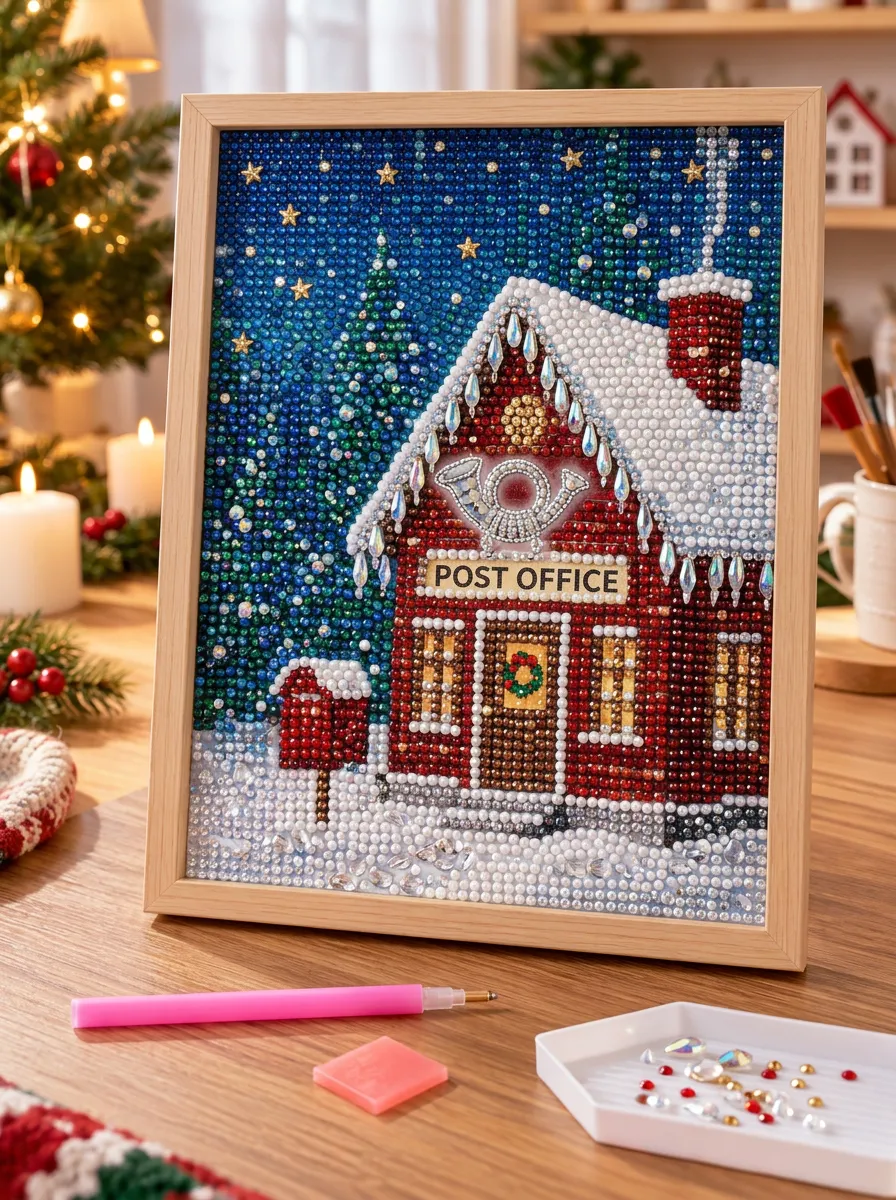Snowy Post Office Christmas DIY Diamond Painting Kit