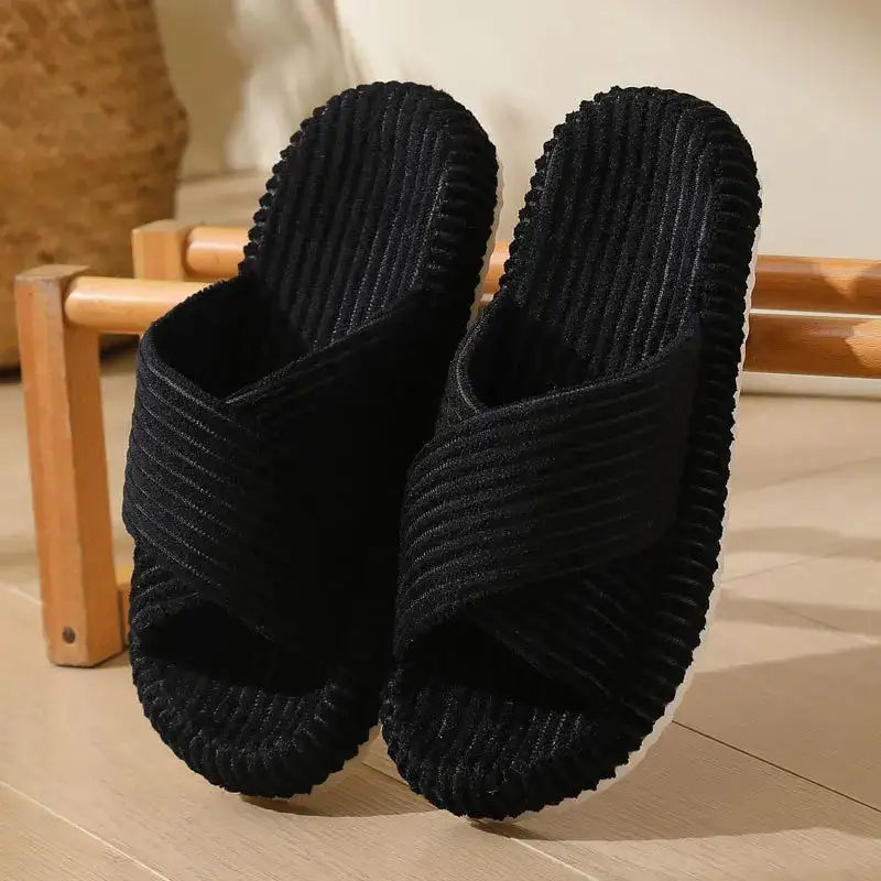 Warm Touch Open Toe Slip On Slippers