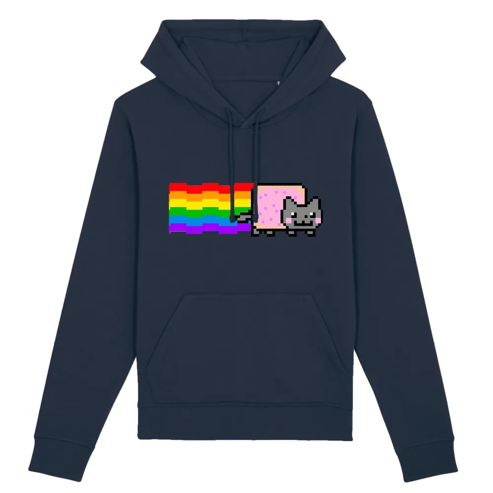Pixel Cat Graphic Pullover Hoodie